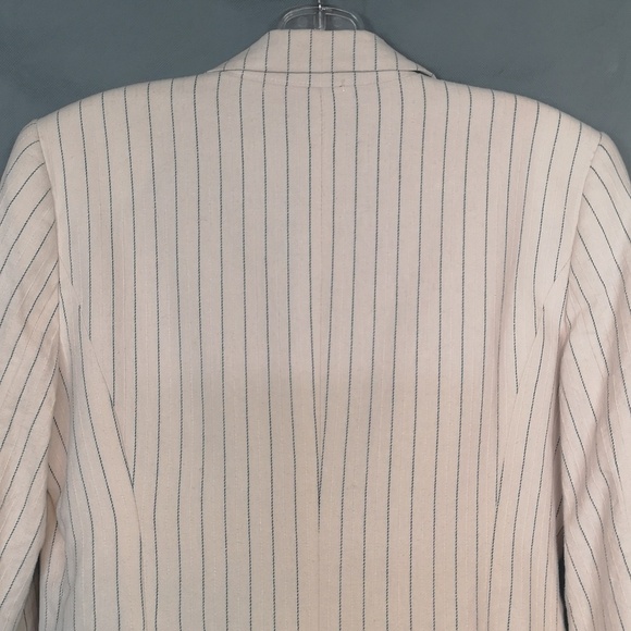 90s Vintage Calvin Klein pinstripe distressed Upcycled Linen-like blazer jacket - Picture 8 of 13